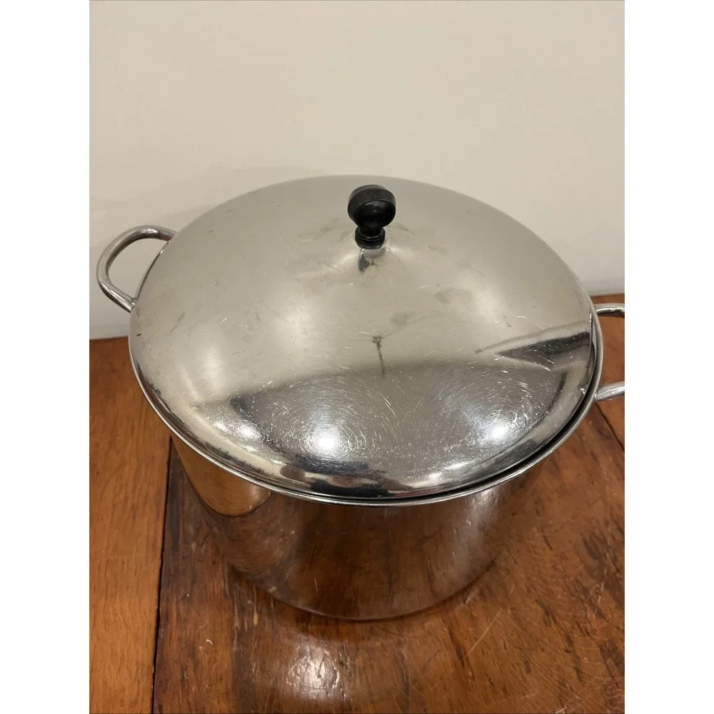 Vintage Farberware Stainless Steel 16 qt Stockpot Aluminum Clad w/ Lid Pot USA